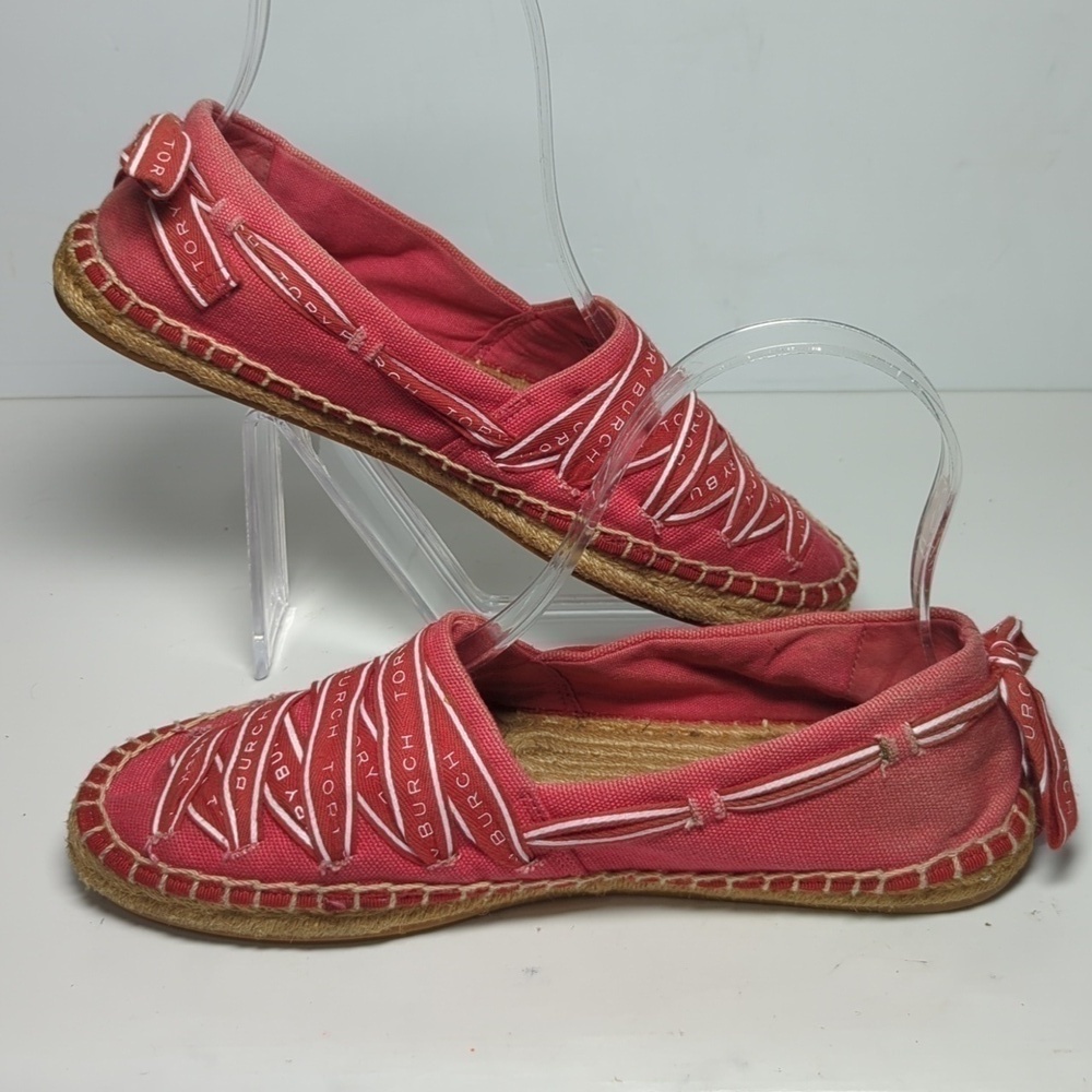 Tory Burch Azalea Logo grosgrain Espadrille flat shoes women's size 7 - Picture 12 of 16
